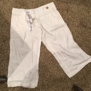 White linen pants